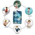 thumbnail image 4 of PU Leather Badge Holder ID Badge Holder with Lanyard for Cards & Credentials Blue Fan-shaped Shapes, 4 of 6
