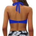 thumbnail image 3 of Women Swimsuits Solid Color Halter Neck Bikini Top Push Up Summer Beach Fashion Swimsuit Top Blue S, 3 of 5