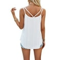 thumbnail image 5 of Women's V Neck Two Spaghetti Straps Vest Dress Casual Camisole Shirt Sleeveless Loose Cami Basic Tank Top, 5 of 5