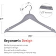 thumbnail image 5 of Quality Wooden Hangers - Slightly Curved Hanger Set - Solid Wood Coat Hangers with Stylish Chrome Hooks - Heavy-Duty Clothes, Jacket, Shirt, Pants, Suit Hangers (Gray, 30), 5 of 9
