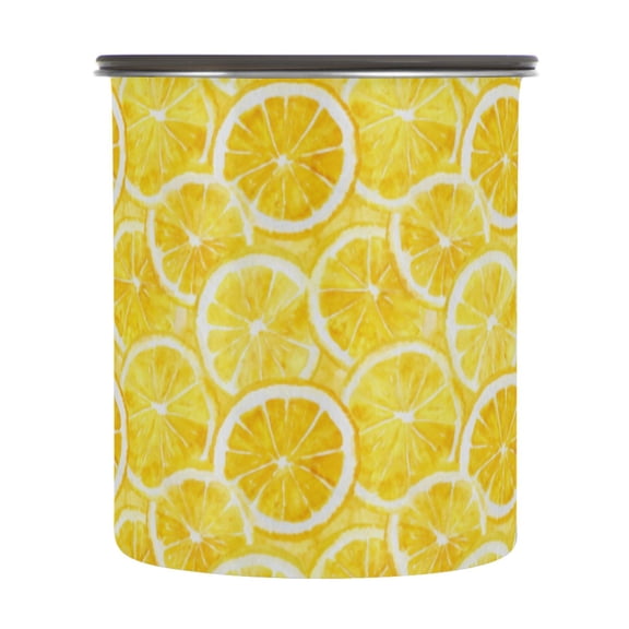 Wobogo Lemon Fruits Food Storage Jars 304 Food Grade Stainless Steel Canisters With Vacuum Airtight Lids for Coffee Snacks Nuts Cereal 900ML