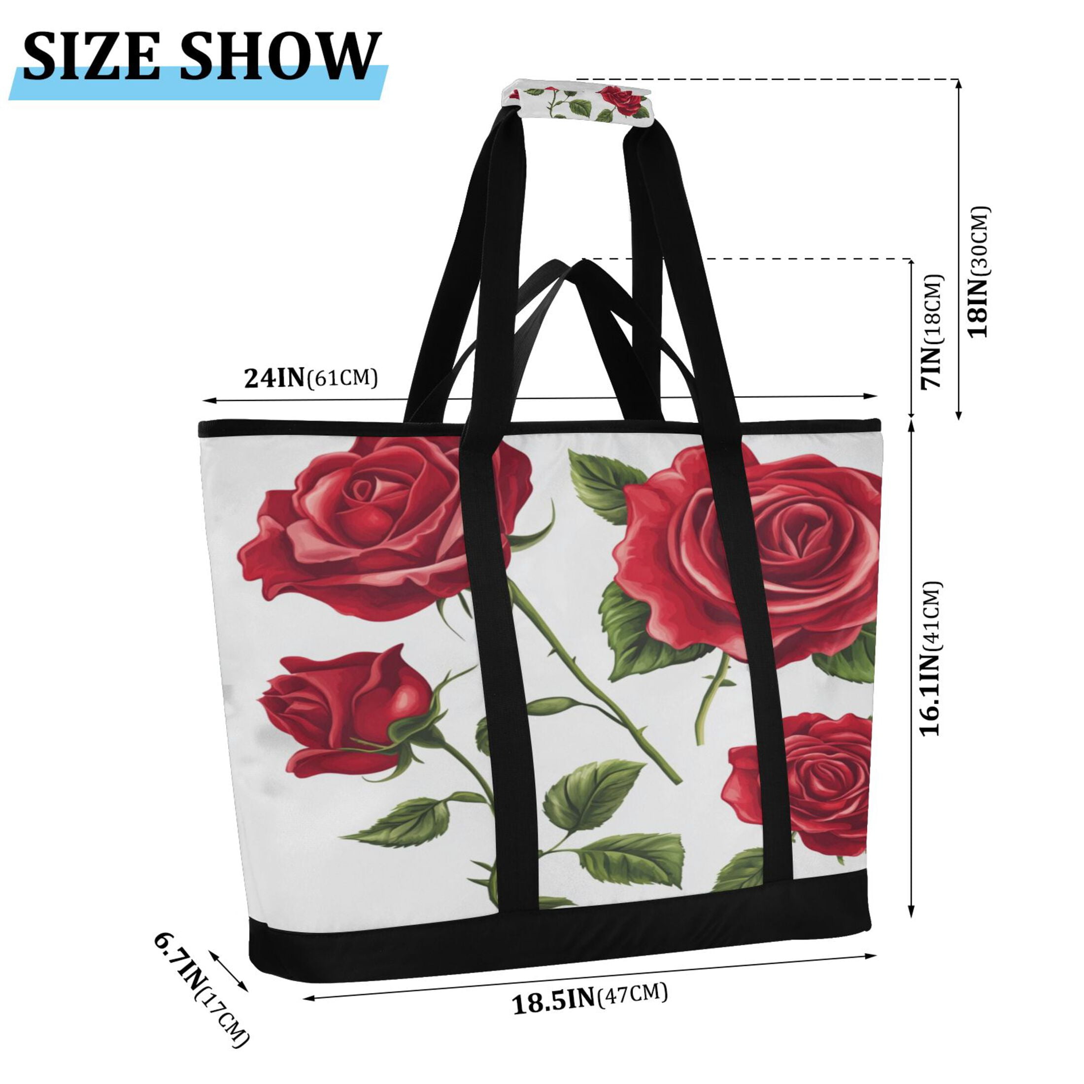 Large Hand-held Ice Pack Picnic Bag Insulation and Refrigeration Suitable for Shopping Picnics and Camping Four Roses