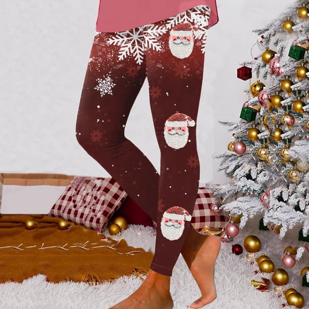 WILLBEST Leggings de Cintura Alta para Mujer, Mallas Deportivas con Estampado Navideño, Bloques de Color, Pantalones de Yoga, Suaves, Elásticos Y Cómodos para Fitness Y Correr. Extra Grande