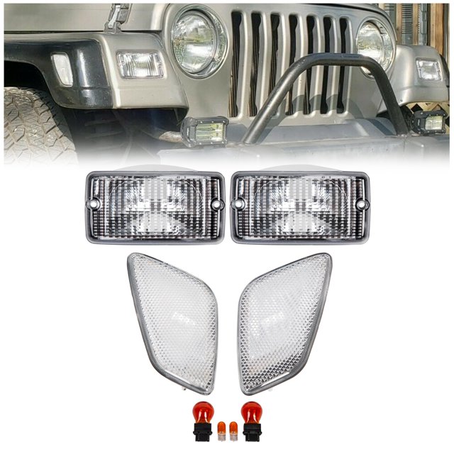 Juego de Señales de Defensa y Marcadores Laterales ECOTRIC Transparentes para Jeep TJ