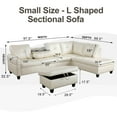 thumbnail image 2 of PonLiving Sectional Sofa, 2 Piece Living Room Faux Leather Couch with Storage Ottoman, Cup Holder, Left Facing Chaise, Off White, 2 of 6