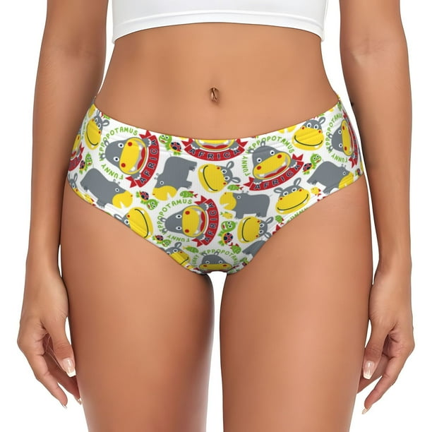 Fotbe Hippopotamus Calzones Estampados para Mujer – Ropa Interior de Algodón, Cómoda, Suave y Elástica-Medium