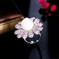 thumbnail image 6 of Adjustable Silver Plated Red CZ Fiancee Statement Flower Pearl Engagement Ring, 6 of 9