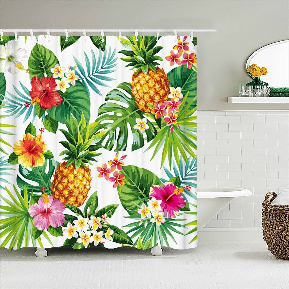 Waterproof Shower Curtain Green Plant leaf leaves Polyester Fabric 3D Printing Bathroom Curtains