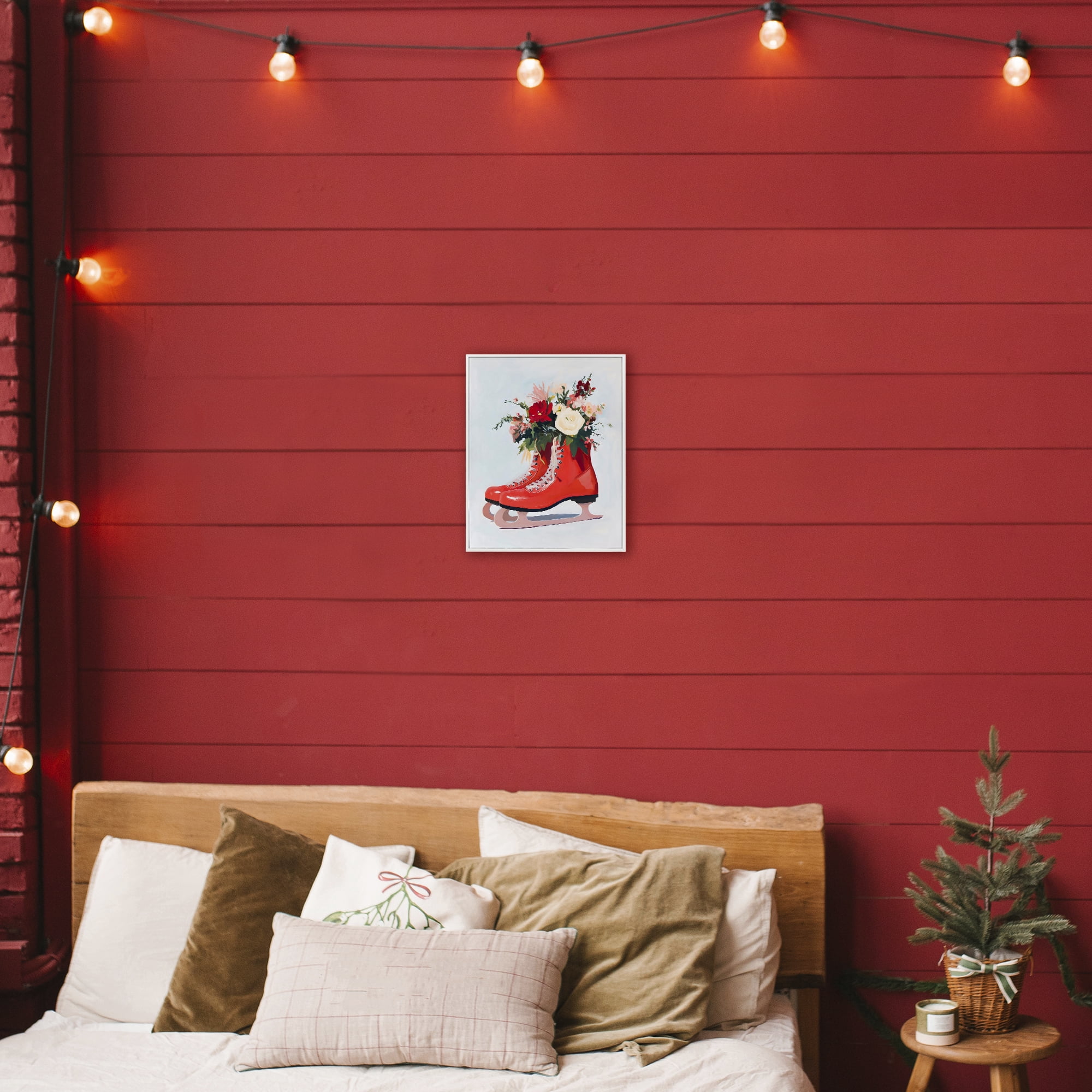Stupell Industries Floral Ice Skates White Framed Giclee Art, design by The Prints Vibe