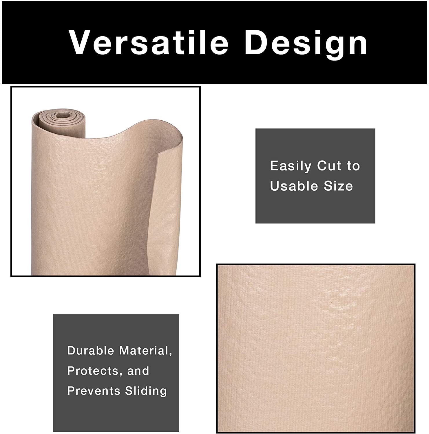 Smart Design Shelf Liner Master Solid Grip - 18 Inch x 4 Feet - Drawer Cabinet Non Adhesive Protection - Home and Kitchen - Taupe