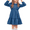 Blue, variant on Girls Casual Fall Dress Long Sleeve A-line Ruffled Button Corduroy Elegant Dress for Kids 5-14Y