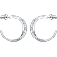 thumbnail image 3 of SWAROVSKI Women's Twist Hoop Pierced Earrings, Blue Crystal, Rhodium Plated, One Size 5582807, 3 of 5