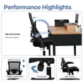 thumbnail image 5 of CELTOSS Ergonomic Office Chair, Wide Seat with Flip-Up Armrests, Lumbar Support, Adjustable Height, Comfy Home Task Computer Chair, Black, 5 of 10