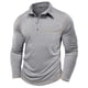 thumbnail image 4 of Blusa y camisa de manga larga con cuello vuelto para hombre, color liso, informal, de moda, para negocios, con botones y solapa, de poliéster., 4 of 9