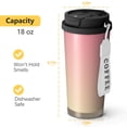 thumbnail image 4 of 18oz Travel Coffee Mug, 316 Stainless Steel Vacuum Insulated Tumbler with 2-in-1 Straw Lid & Strap, Color Gradient Print, 4 of 6
