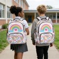 thumbnail image 4 of Xoenoiee Rainbow Heart Floral Pattern Backpack for Girls 17 Inch Bookbags with Zipper Pocket, Lightweight Students School Bag Packs Satchel Laptop Bags Bookbag for Elementary Kindergarten, 4 of 7