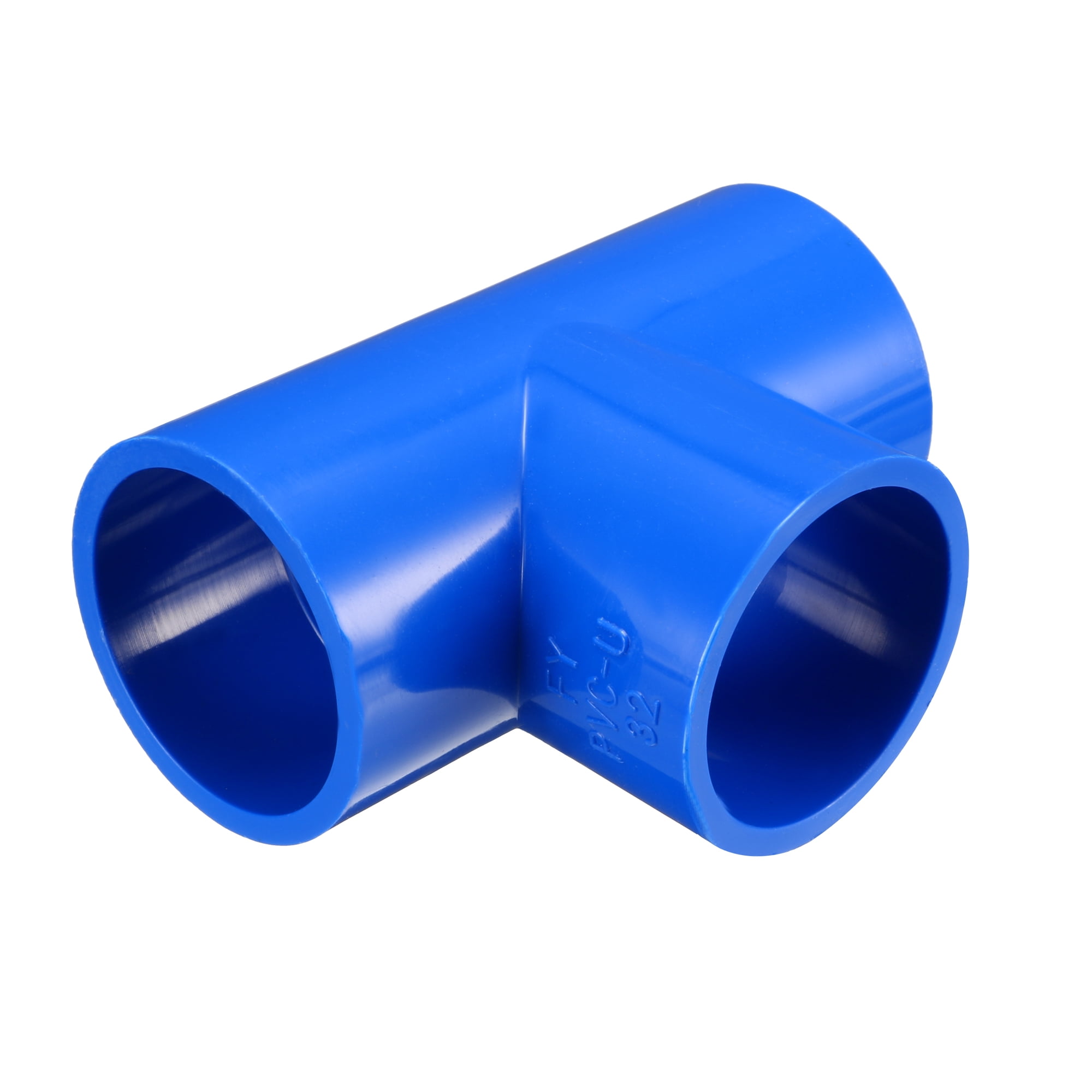 32mm Slip Tee PVC Pipe Fitting T-Shaped Coupling Connectors Blue 5 Pcs