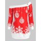 thumbnail image 1 of Más el tamaño de inclinación del cuello de Navidad del copo de nieve de la bola de impresión con capucha Rosegal Blusas Tallas Grandes, 1 of 5