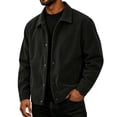 thumbnail image 2 of GrmtClth Vintage Mens Corduroy Urban Style Collared Jacket Long Sleeve Snap Front Relaxed Cut Autumn Daily Leisure Outerwear Black XL, 2 of 10
