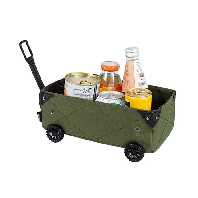 YOPTOP Mini Flodable Multipurpose Wagon Cart Camping Trolley Cart with Wheels Folding Garden Beach Wagon Foldable Pull along Trolley Trailer Collapsible with Removable Fabric for Picni,armygreen