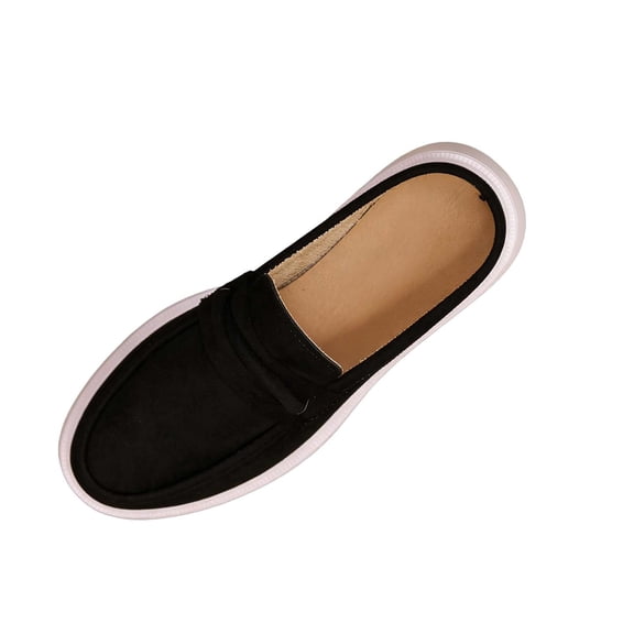 KIJBLAE Women's Solid Closed Toe Mule Flats, Slip On Trendy Comfortable Bohemian Casual Summer Shoes Black 41