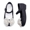 thumbnail image 6 of BXJX Girls Dress Shoes, Flat Heel Bow Non Slip Ankle Strap Kids Princess Shoes Black Size 8 Little Kids, 6 of 9