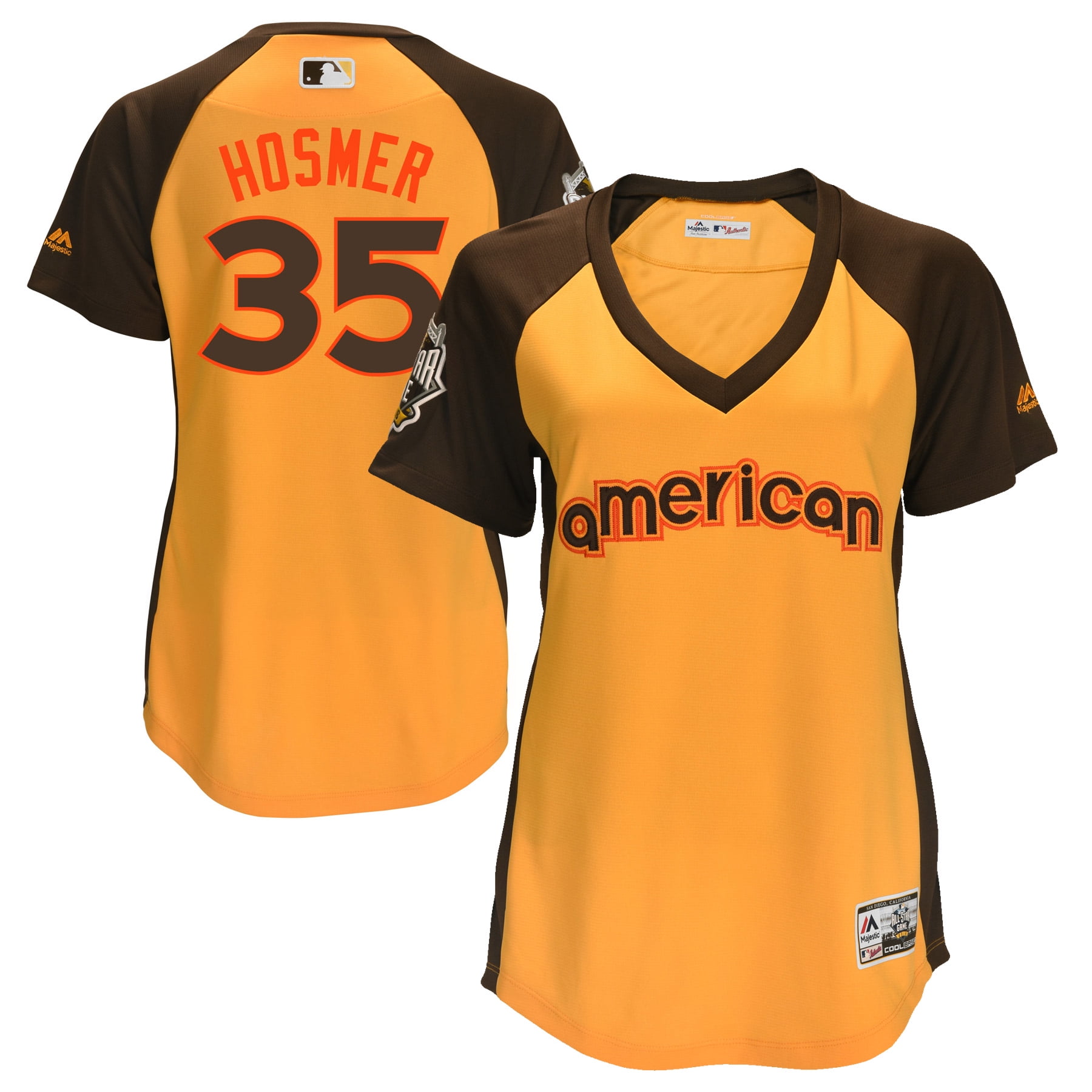 Women's Majestic Eric Hosmer Yellow Kansas City Royals 2016 MLB All-Star Game Cool Base Batting Practice Player Jersey by MAJESTIC LSG