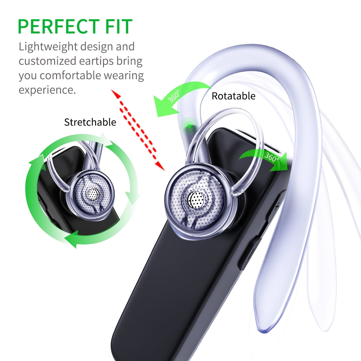 Bluetooth Headset, Wireless Business Earpiece V4.1 Lightweight Noisy Suppression Bluetooth Earphone with Microphone for Phone/Laptop/Car, Suitable for B F And Christmas