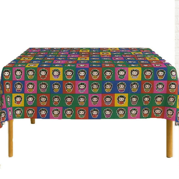 Mantel Mexicano Colorido con Muñequitas Lele 145x180 cm | Kyuden Home KYUDEN HOME Tique