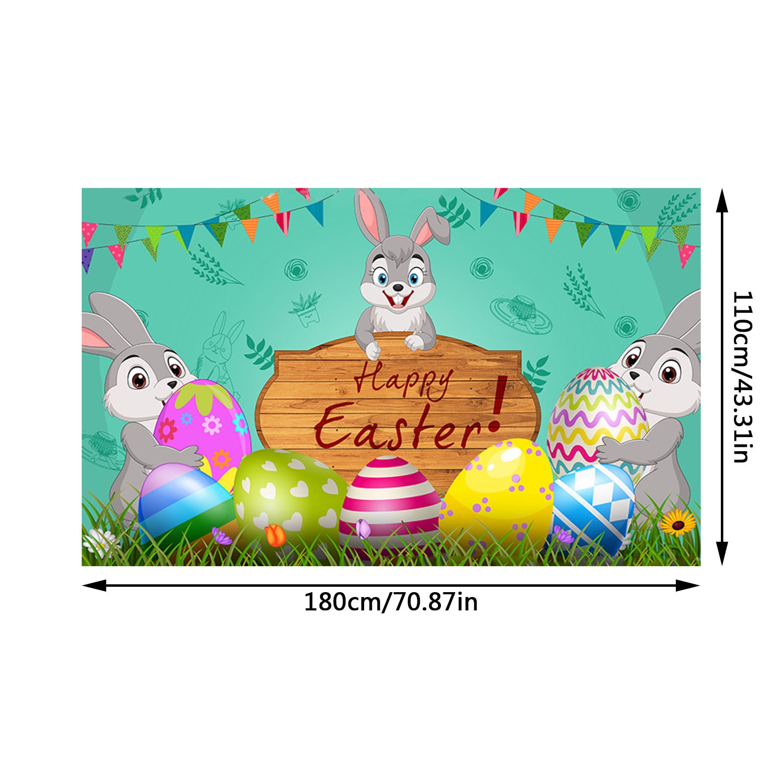 Flag And Pole Holder Easter Background Cloth Cartoon Egg Decoration ...