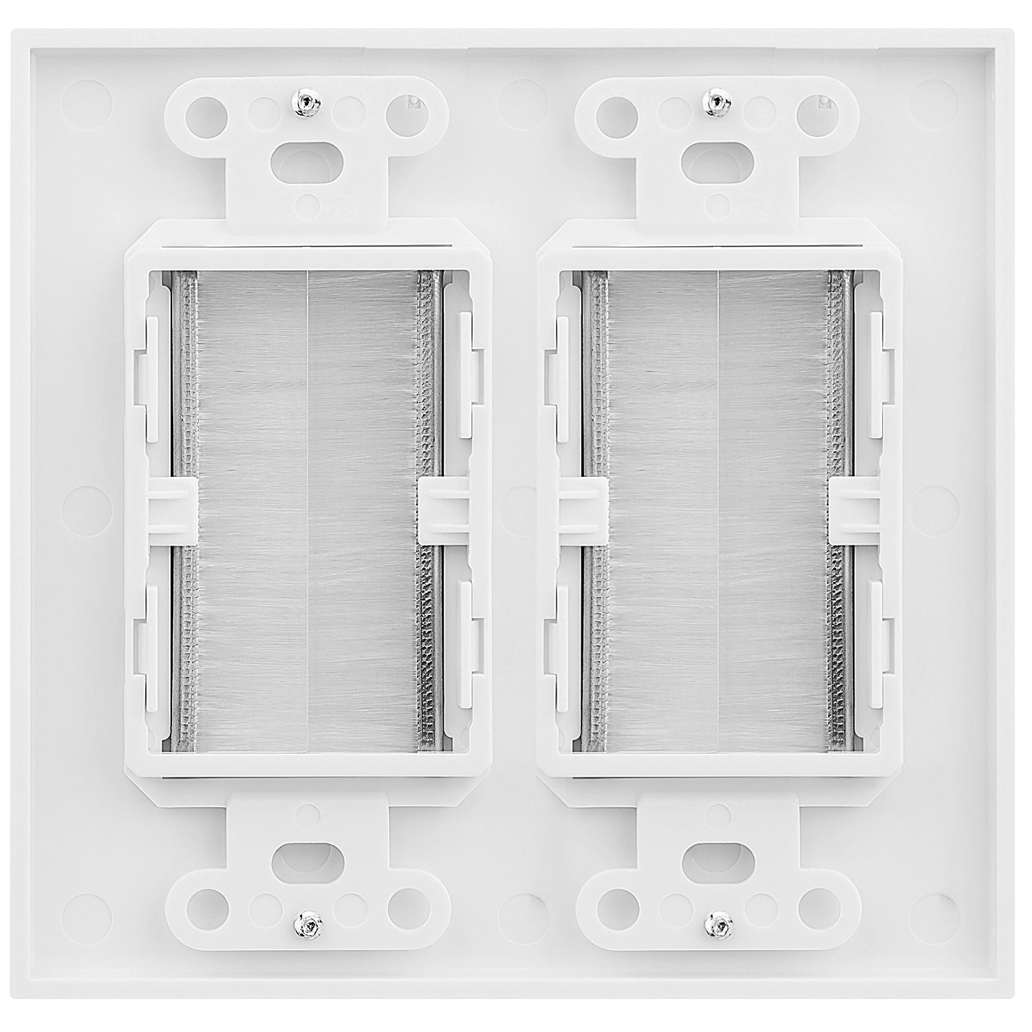 Fosmon 2-Gang Wall Plate, Brush Style Opening Passthrough Low Voltage Cable Plate in-Wall Installation for Speaker Wires, Coaxial Cables, HDMI Cables, or Network/Phone Cables - image 3 of 8