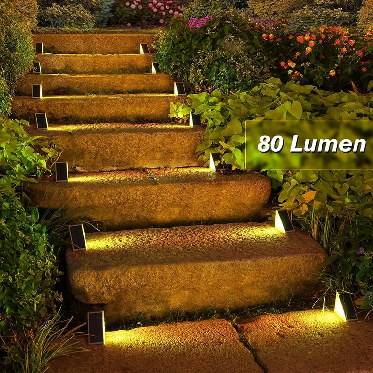 AOTXIFLY 6-Pack Solar Step Lights – RGB Auto Color Changing (7 Colors, Fixed Color Not Available), IP67 Waterproof, Ladder Shape For Stairs