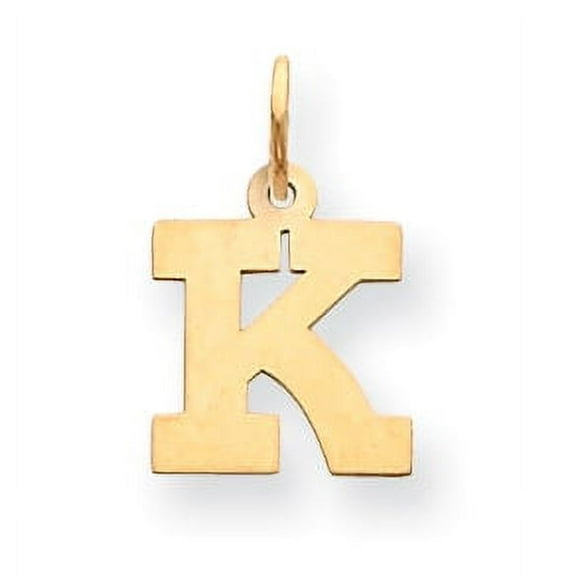 14k Yellow Gold Solid Polished Laser-cut Small Block Intial K Charm 17.8x11.2mm Pendant Necklace for Women
