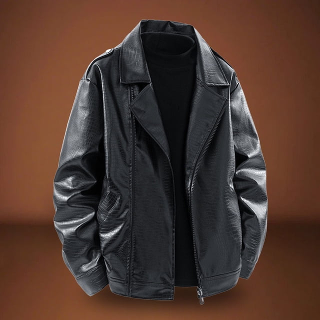 NaWent Mens Leather Jacket Cafe Racer Style Motorcycle Leather Jacket Full Zipper Leather Jacket