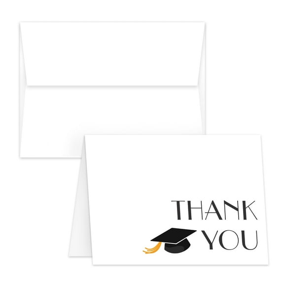 2025 Graduation Thank You Cards – Cute and Stylish Greeting, Appreciation, Celebratory Card | A2 Size – 4.25 x 5.5” When Folded | 80lb (216 gsm) | 25 Cards and Envelopes per Pack (Thank You)