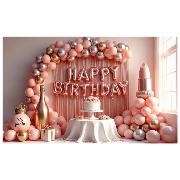 Balloon Decoration Banner Cake Decoration Party Backdrop Crown Decoration for Birthday Party Kids Celebration Indoor Decoration