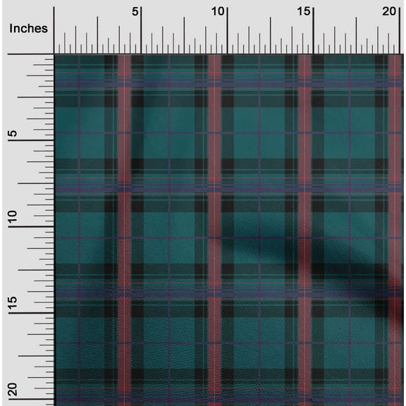 oneOone Organic Cotton Poplin Twill Fabric Tartan Check Print Sewing Fabric BTY 42 Inch Wide