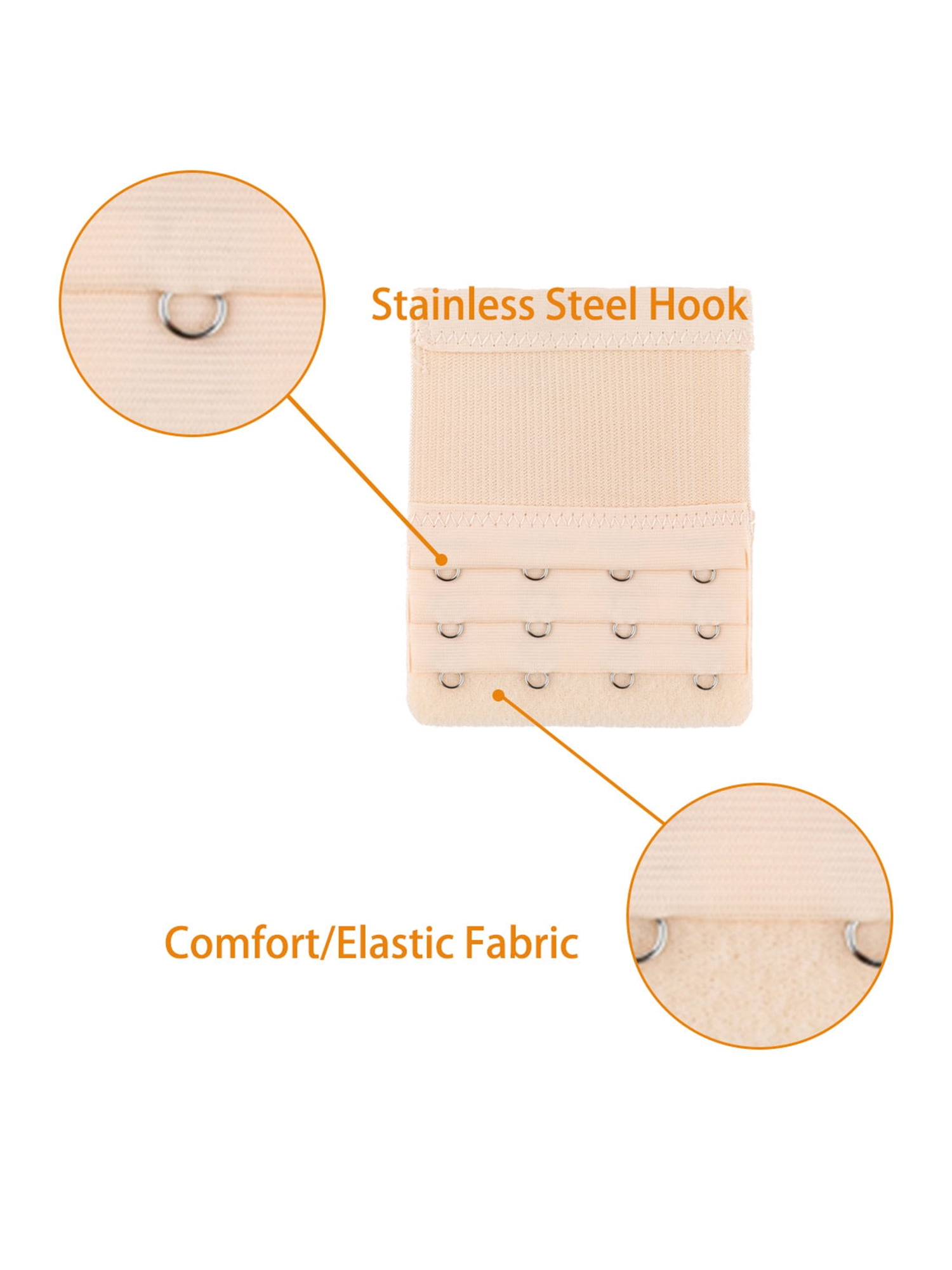 Unique Bargains 2 Pcs Bra Extenders Elastic Bra Strap Extension 3-Row 2/3/4 Hook