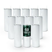 AGH 50 Pack 20oz Sublimation Tumblers Straight Skinny Tumblers Bulk - Shipping from the US - Stainless Steel Vacuum Insulated Tumbler with Lids & Straws, Double Wall Sublimation Blanks Coffee Tumblers