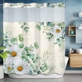 thumbnail image 2 of Daisy Eucalyptus Leaves No Hook Shower Curtain with Snap in Liner Floral Spring Vintage Countryside Waterproof Bathroom Shower Curtain with See Through Top Window for Bathtub 72" x 78", 2 of 9
