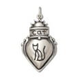 thumbnail image 1 of Sterling Silver 24" 1.2mm Box Chain Cat Lovers Crowned Heart Pendant Necklace, 1 of 2