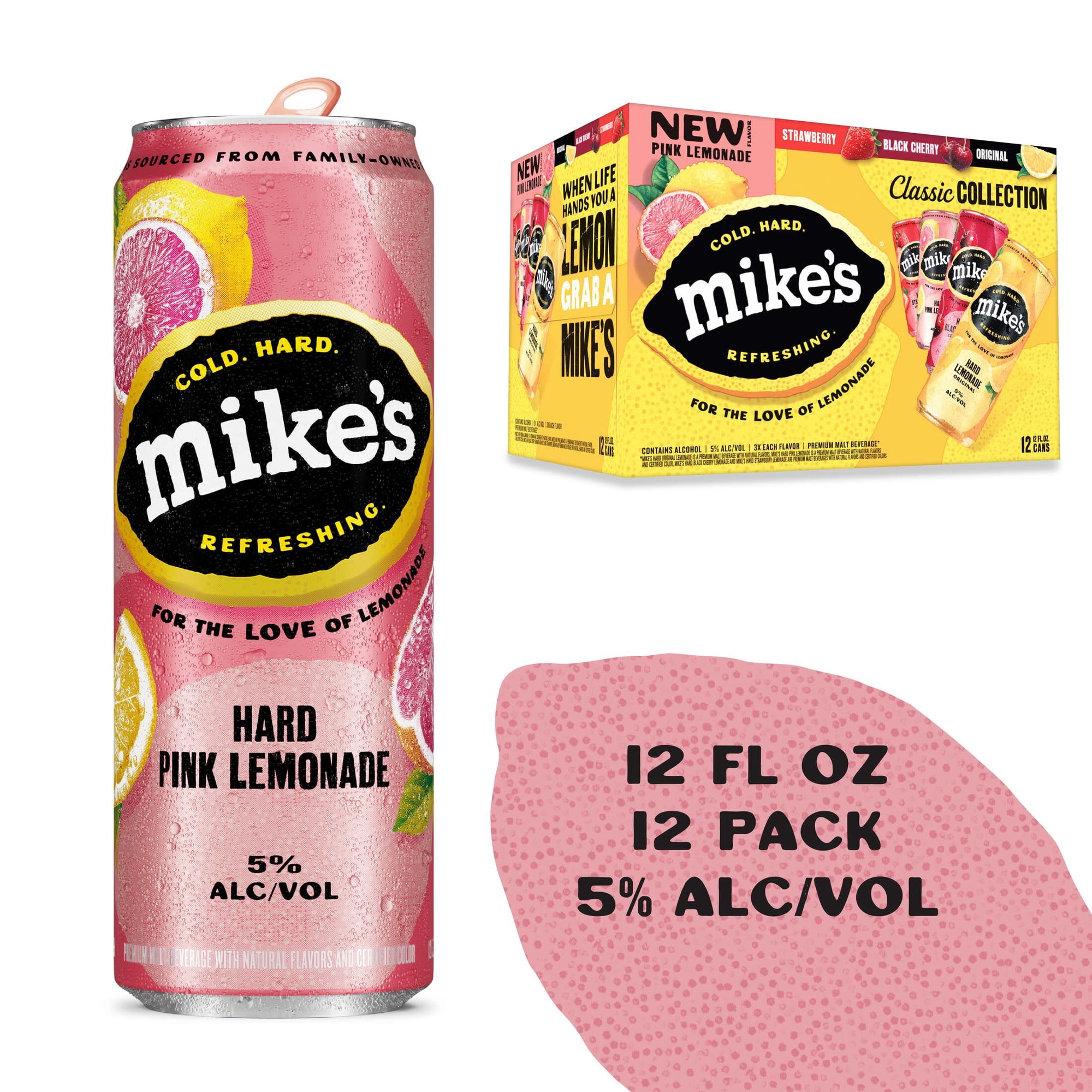 Mike's Hard Lemonade Variety Pack, 12 Pack, 12 fl oz Cans, 5% ABV