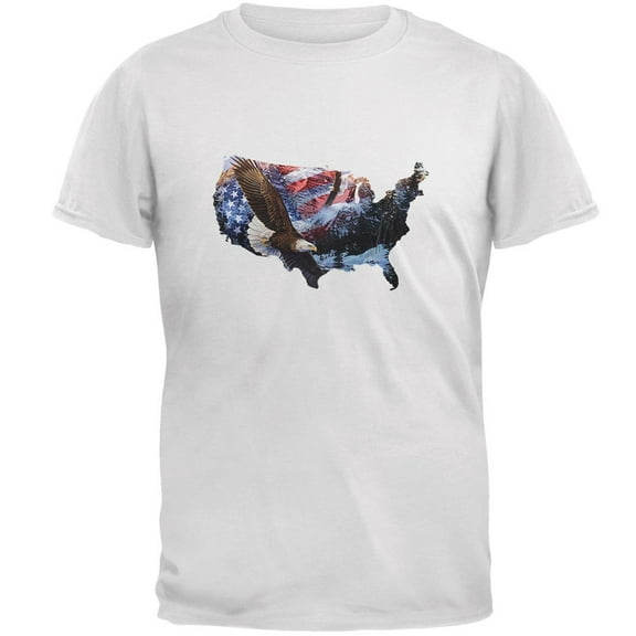 MERICA Est 1776 Eagles White Adult T-Shirt - Medium