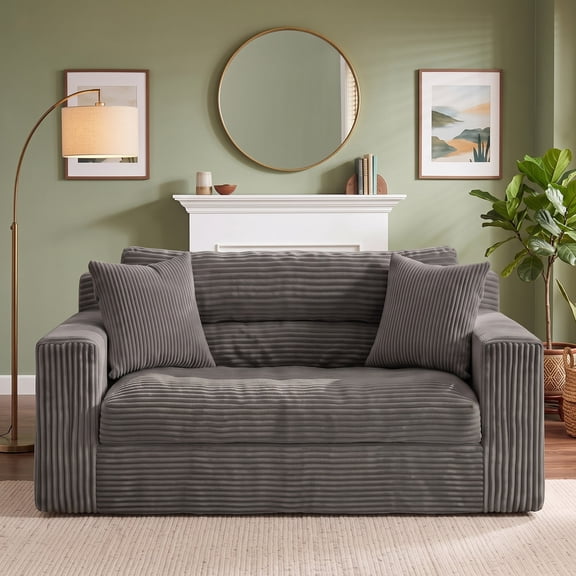 JUIKURY 2 In 1 Convertible Boneless Sofa Bed, Foldable Floor Loveseat With Pillows, No Assembly Needed For Living Room Bedroom Apartment, Grey