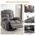 thumbnail image 6 of UHOMEPRO Swivel Rocker Recliner Chair, 360 Degree Manual Recliner Chair with Heat and Massage, Cup Holders, USB Port, Side Pockets, Wide Seat for Living Room, Gray, 6 of 8
