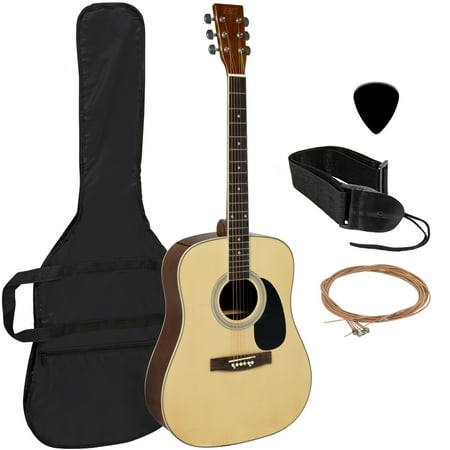 Best Choice Products Acoustic Guitar 41" Full Size Natural Includes Guitar Case, Strap and More
