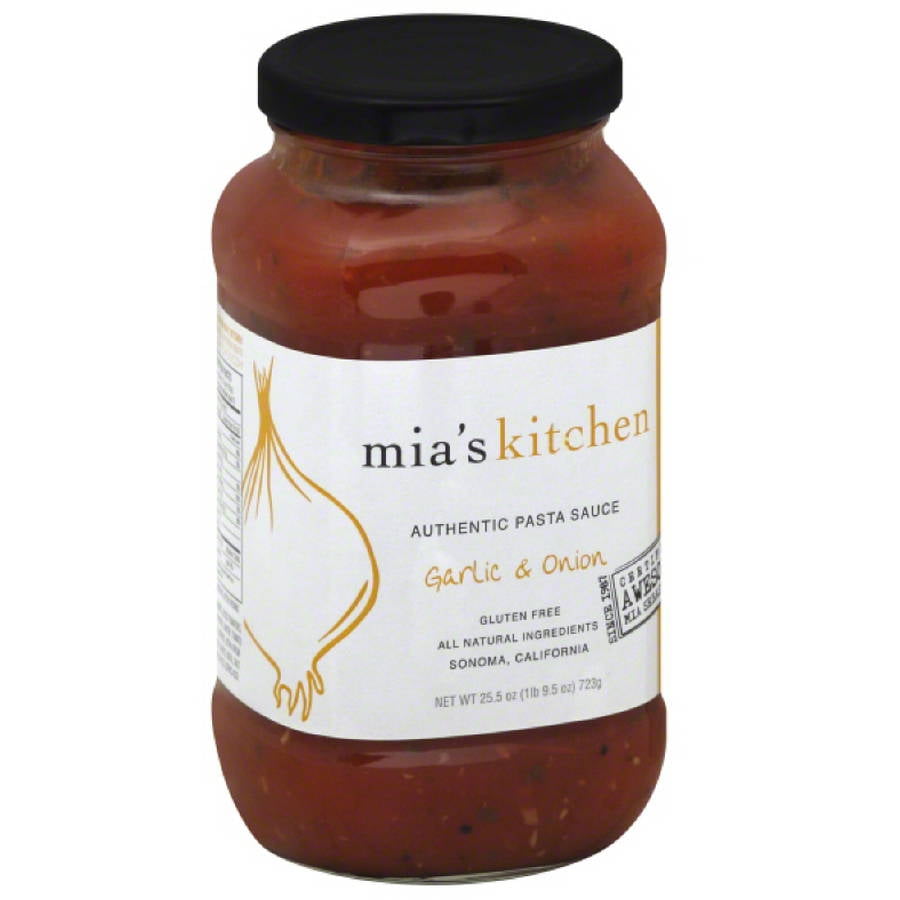 Mia's Kitchen Authentic Garlic & Onion Pasta Sauce, 25.5 oz, (Pack of 6