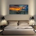thumbnail image 3 of HFDF Beach Themed Wall Art Canvas Prints Seascape Poster Bathroom Décor Boat Ocean Sunset Landscape Paintings for Dining Room Home Kitchen Decorations Natural Artwork Picture Wooden 10x8inch Framed, 3 of 6