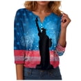 thumbnail image 4 of vigerkar 250 Anniversary USA Shirt Women 3/4 Sleeve V-Neck 250 Years T-Shirt 250th American Patriotic Tops 1776-2026 Tshirts (Blue, L), 4 of 8