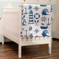 thumbnail image 3 of Baby Toddler Nautical Blanket Gift for Boys Navy Marine Boat Lighthouse Compass Anchor Whale Wave Receiving Blanket Ocean Sea Soft Flannel Swaddle Cover Nursery Stroller Crib Bed Throw 30x40, 3 of 6